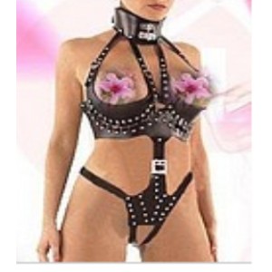 Three Pc Leather Women's Body Suit.