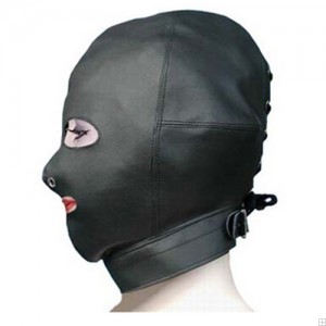 Pleather Hood With Open Eyes and Mouth.