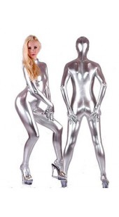 Metallic Silver Zentai Full Bodysuit.