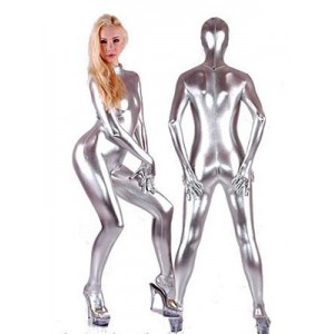 Sale On Metallic Silver Zentai Full Bodysuit.