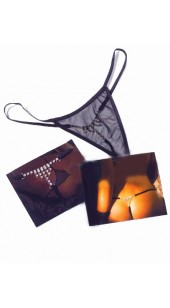 mesh G-String With Rhinestone Rear Detail.