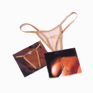 White Mesh And Gold Strap G-String