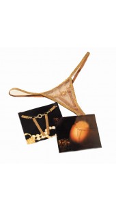 Gold Sparkle G-String With Rhinestone Detail.