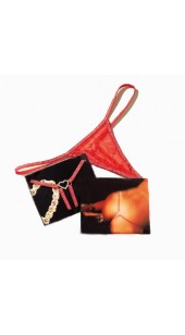 Red Mesh G-String With Rhinestone Rear Detail.