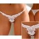 White lace Thong With Rhinestone Detail.