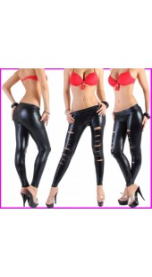 Wet Look Leggings With Front Cut Out's.