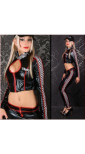 Black and Red Two Pc Racer Costume in Sizes Medium and Large..