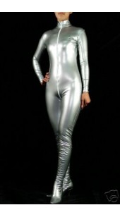 Metallic Silver Zentai Bodysuit.
