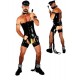 Men's Black Pvc Corset and Short's Chap Set Size XXXL.