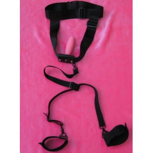 Black Nylon Waist Strap With Dildo and Wrist or Ankle Restraint's.