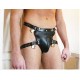 Black Leather Front Pouch Underwear With Adjustable Straps and Lock's