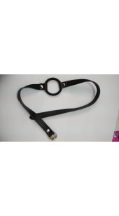 Black Leather Gag With Steel  Mouth O Ring.