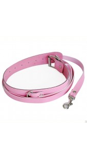 Pink Leather Collar and Lead Set.