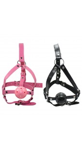 Leather Adjustable Mouth Breathable Ball Gag In Black or Pink.