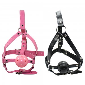 Leather Adjustable Mouth Breathable Ball Gag In Black, Red or Pink.