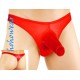 Shiney Red Thong With Open End Front Pouch.