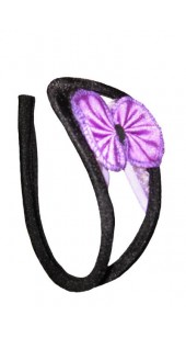 Black Crotchless C-String With Purple Bow Insert. 