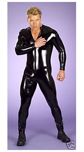 Black Spandex Stretch Bodysuit With Two Way Front To Crotch Zip in Sizes Small to XXXL..