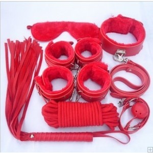 Ten Pc Bondage Set In Red or Pink