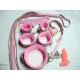 Nine Pc Pink bondage Set With Vibrating Anal Plug