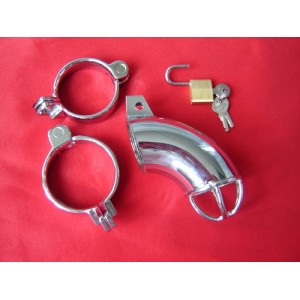 Steel Tube With Wire End Cap Chastity Device With 38mm or 40mm, or  45mm or 50mm Scrotum Lock.