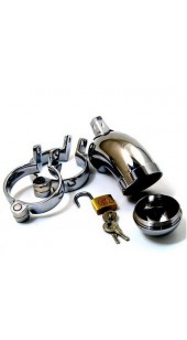 Steel Tube With Screw Out End Chastity Device With 40mm and 45mm Scrotum Lock.