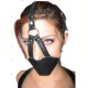 Black Leather Head Gear With Built In Removable Ball Gag.