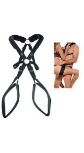 Black Body Harness With Padded Shoulder Strap's And Front Handle's.