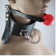 Adjustable Black Collar With Adjustable Breathable Ball Gag and Steel Clip's.