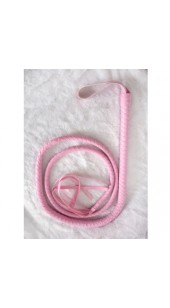 Pink Leather Whip With Long Handle.