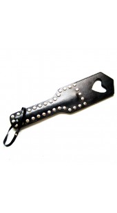 Black Leather Paddle With Heart Cut Out And Chrome Dome Stud's.