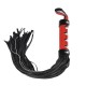 Black Pu Leather Whip  With Heart Red Handle and Chrome Dome Stud's.