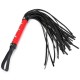 Black Pu Leather Whip  With Heart Red Handle and Chrome Dome Stud's.