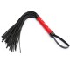 Black Pu Leather Whip  With Heart Red Handle and Chrome Dome Stud's.