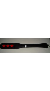 Black or Red Leather Paddle With Three Heart Cut Out's With Red Insert's..