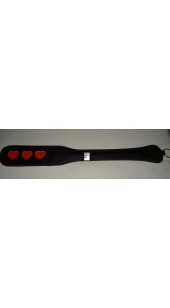 Black or Red Leather Paddle With Three Heart Cut Out's With Red Insert's..