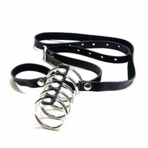 Steel and Leather Cock RIng's With Waist Strap.