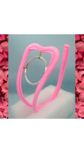 Pink C-String With Open Crotch and Steel Front O Ring.