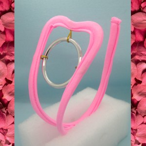 Pink C-String With Open Crotch and Steel Front O Ring.