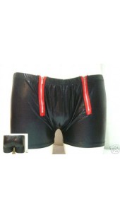 PU Leather Boxers With Two Front Zips.