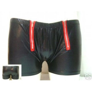 PU Leather Boxers With Two Front Zips.