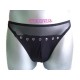 Black Spandex and Mesh G-String With Dome Detail.