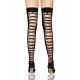 Black Thigh High Stockings With Criss Cross Back Seam.