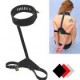 Black Leather Neck Collar With Arm Restrains With Brass Pad lock.