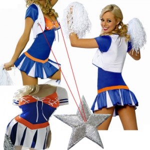 Three Pc Cheerleader Costume in Sizes Large and XXL.
