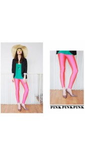 Pink Soft Pleather Leggings In Sizes Medium and Large.