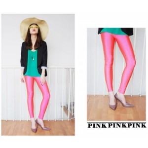 Pink Soft Pleather Leggings In Sizes Medium and Large.