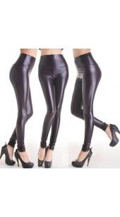 Black Soft Pleather Leggings In Sizes Medium and Large.