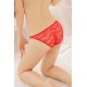 Red or Black Floral and Mesh Brief With Triple Side Strap.
