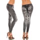 Black and White Slashed Denim Print Stretch Leggings In Size Medium and XL.